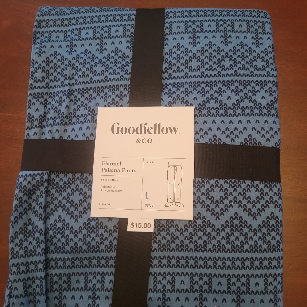 Goodfellow Flannel Pajama Pants. Men’s, Blue Print Large, Draw String